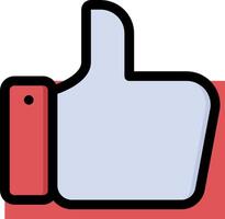 A thumbs up icon on a red and white background vector