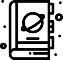A black and white image of a book with a planet on it vector