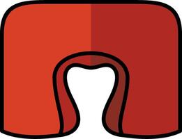 A red and black toilet seat with a hole in it vector