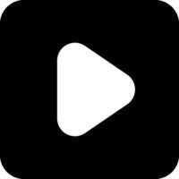 A white play button on a black square vector