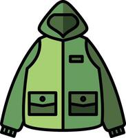 Green jacket with hood on white background vector