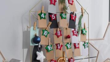 Step by step instruction of making handmade Christmas advent calendar. Creative craft homemade decor. New year celebration. Winter holidays video