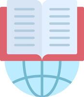 An open book on a globe with a red and blue border vector
