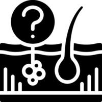 A black and white icon of a skin cell with question mark vector