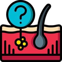 A question mark is on top of a piece of skin vector