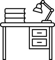 School desk with books and lamp illustration vector