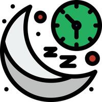 A crescent moon with a clock on it vector
