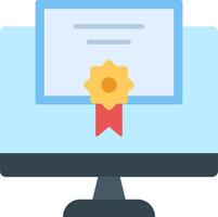 A computer monitor with a certificate on it vector