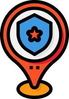A map pin with a shield on it vector