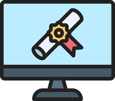 A computer monitor with a diploma on it vector