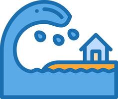 An icon of a wave and a house on top of it vector
