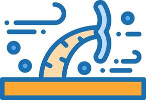 A blue and orange icon of a snake vector