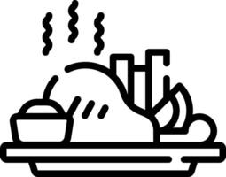 A black and white image of a turkey on a plate vector