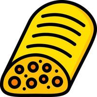 A yellow roll of pasta with black dots vector