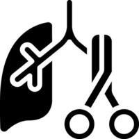 A black and white illustration of a pair of scissors and a human lung vector