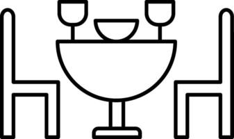 A black and white drawing of a table and chairs vector