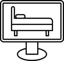 Bed icon on a computer monitor vector