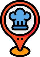 A chef hat icon on a map pointer vector