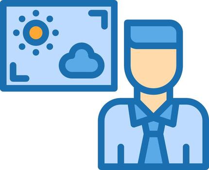 un hombre en un Corbata y camisa es mirando a un computadora pantalla vector