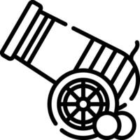 A black and white illustration of a cannon with a barrel vector