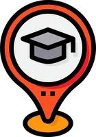A graduation cap on a pin with a map vector