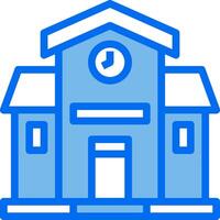 A blue building with a clock on the front vector