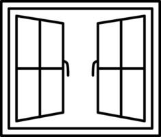 A black and white illustration of two open windows vector