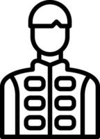 A black and white icon of a man in a uniform vector
