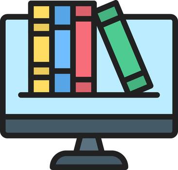 A computer monitor with books on it vector