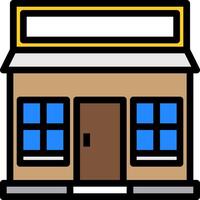 A small store with a sign on the front vector