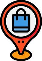 A map pointer with a shopping bag icon vector