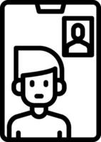 A black and white icon of a person with a face vector