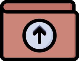 An icon of a folder with an arrow pointing up vector