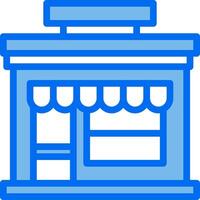 A blue icon of a store front vector