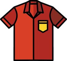A red shirt with yellow pocket vector