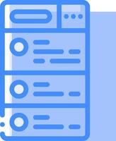 A blue icon of a server rack vector