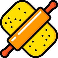 A rolling pin with a dough in it vector