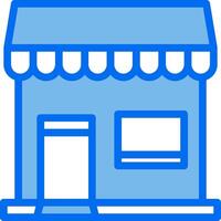 A blue and white icon of a store vector