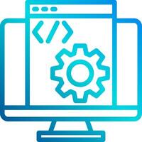 A computer screen with a gear icon on it vector