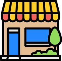 A small store with a yellow awning vector