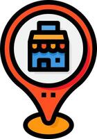 A map marker with a building in the center vector
