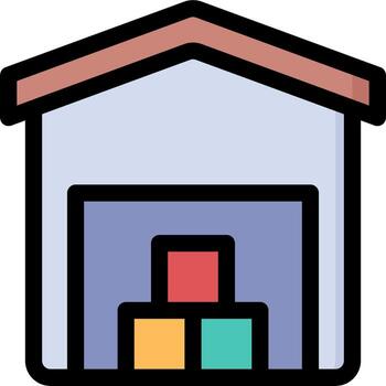 A house with a garage and a stack of boxes vector