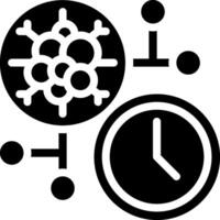 A black and white image of a clock and a virus vector