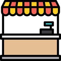 A food stand with a red awning vector