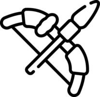 A black and white drawing of a bow and arrow vector
