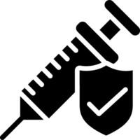 A syringe and shield icon on a white background vector