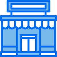 A blue and white icon of a store front vector