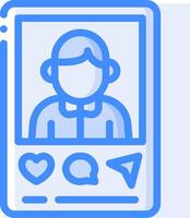 A person is on a phone screen with a heart and a heart icon vector