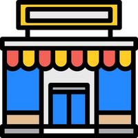 A store front with a sign that says open vector