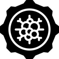 A black and white icon of a cog with a circle inside vector